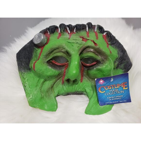 NWT Green Monster Munster Mask Adult Rubber Mask Halloween Frankenstein Zombie - Picture 1 of 4